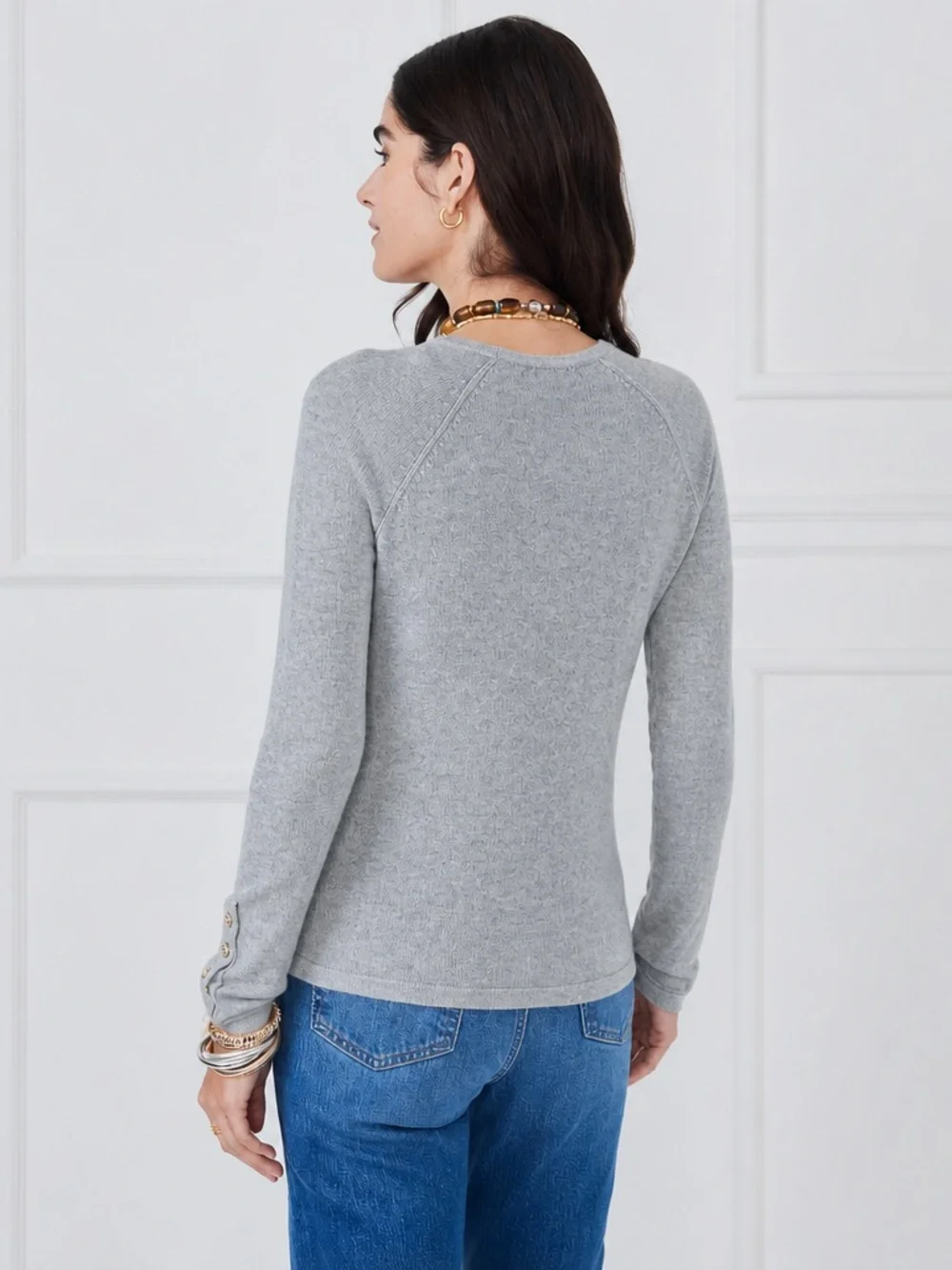 J. McLaughlin Jamey 100% Cashmere Crewneck Sweater - Size Small - Gray - Picture 12 of 12